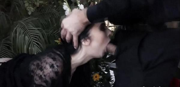  Goth girl Marley Brinx fucked at the funeral